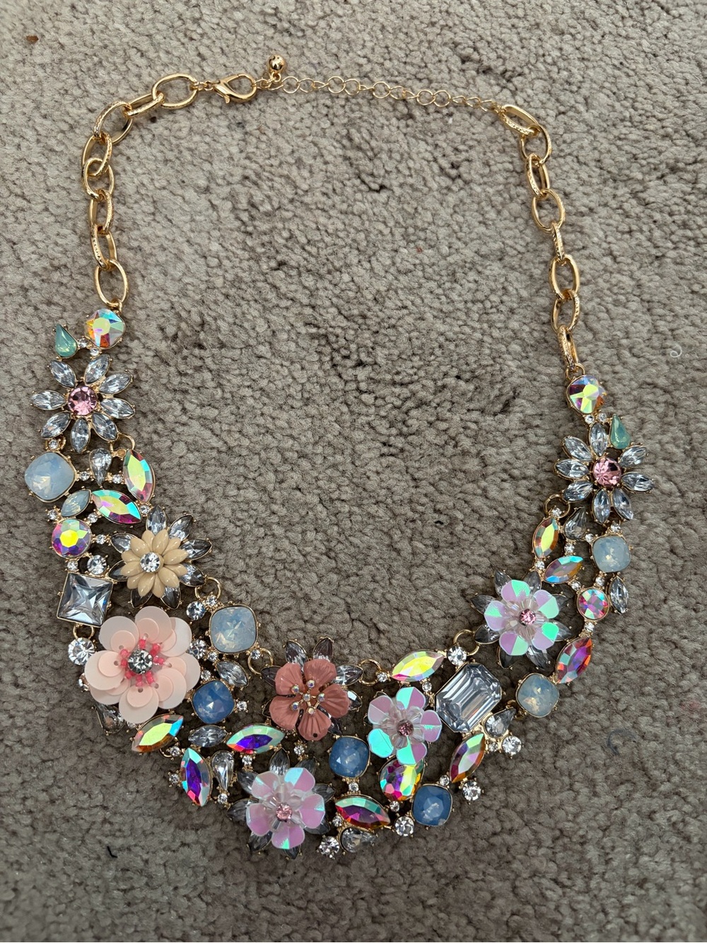 NWOT Aratta Floral  Statement Necklace with Iridescent and Pink Accents - Picture 11 of 16